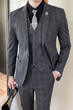 20秋冬西装套装时尚修身男士商务格子西服三件套A470-TZ37-P235，男装西服套装，电商A207