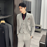 20秋冬款西服套装韩版修身条纹男士西装三件套TZ25-P230大码加价，男装西服套装，电商A207