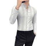 秋季新款条纹长袖衬衫男韩版修身衬衣A207-CS816-P58，男装衬衫，电商A207