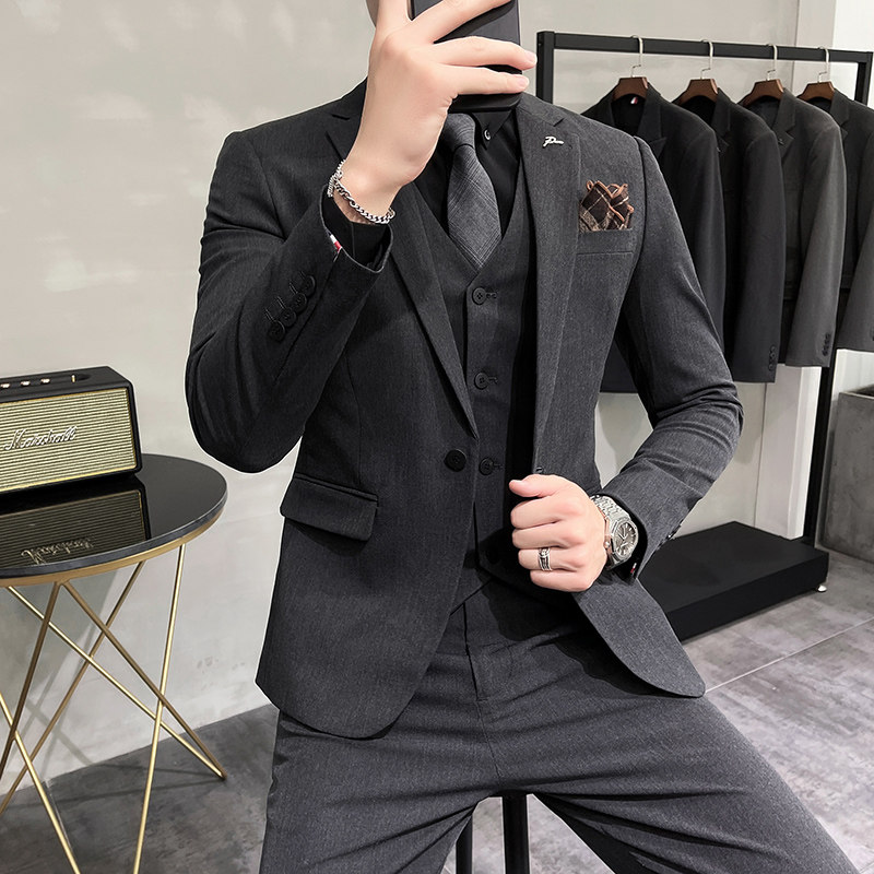 西服套装男英伦韩版修身西装三件套商务A207-TZ816-P235大码加价,男装西服套装,电商A207