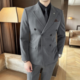 秋冬西服套装双排扣戗驳领新郎婚礼西服三件套A207-TZ803-P235，男装西服套装，电商A207