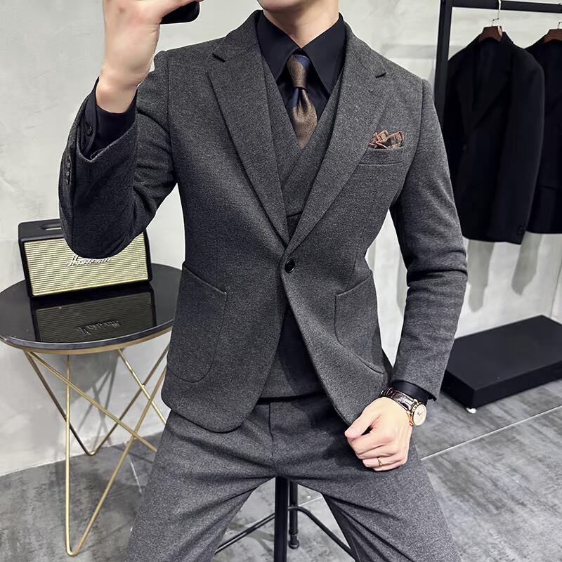 秋冬高级感星空毛呢西服两件套一粒扣正装西装A207-TZ822-P225,男装西服,电商A207