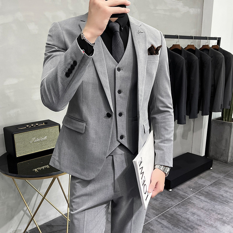 西服套装男英伦韩版修身西装三件套商务A207-TZ816-P235大码加价,男装西服套装,电商A207