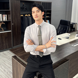 2025秋冬新款英伦纯色男士长袖衬衫打底白衬衣A470-CS117-P48，男装T恤，电商A207