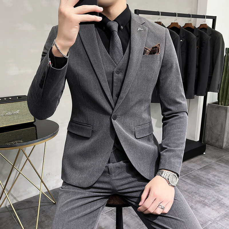 西服套装男英伦韩版修身西装三件套商务A207-TZ816-P235大码加价,男装西服套装,电商A207