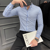 秋季新款条纹长袖衬衫男韩版修身衬衣A207-CS2028-P48，男装衬衫，电商A207