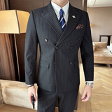 西服套装男单西条纹休闲商务西服A207-DX815-P125，男装西服，电商A207