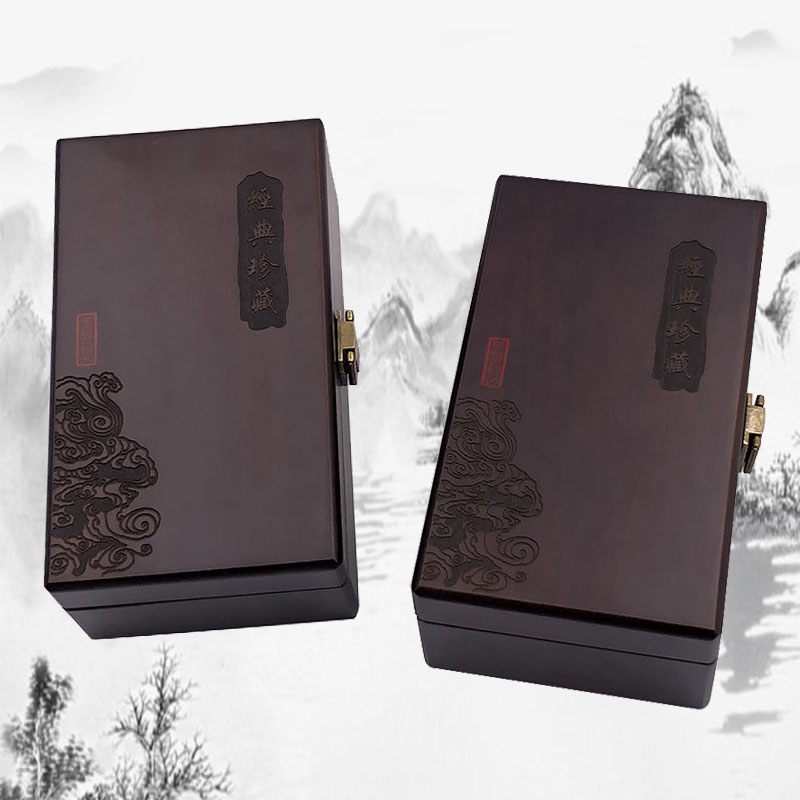 实木雕刻玉石礼盒和田玉挂件玉佩玉牌吊坠手镯收藏证书木质包装盒