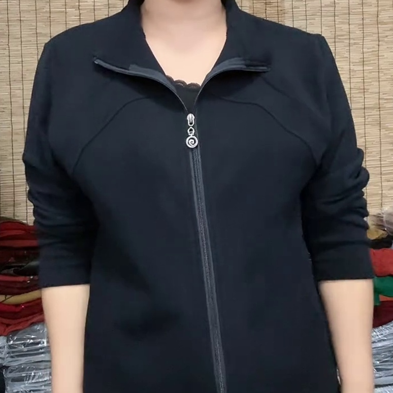 立领全拉链外套女秋季休闲洋气显瘦百搭长袖保暖开衫运动上衣