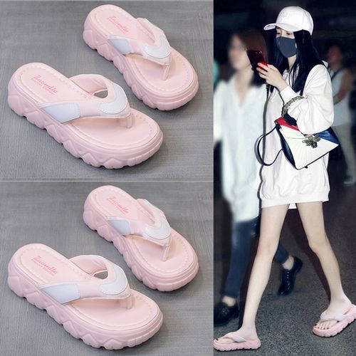 日本gp新款外穿网红人字拖厚底