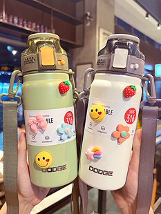 香港GP韩式大容量316不锈钢带吸管保温杯耐高温大容量背带水杯子