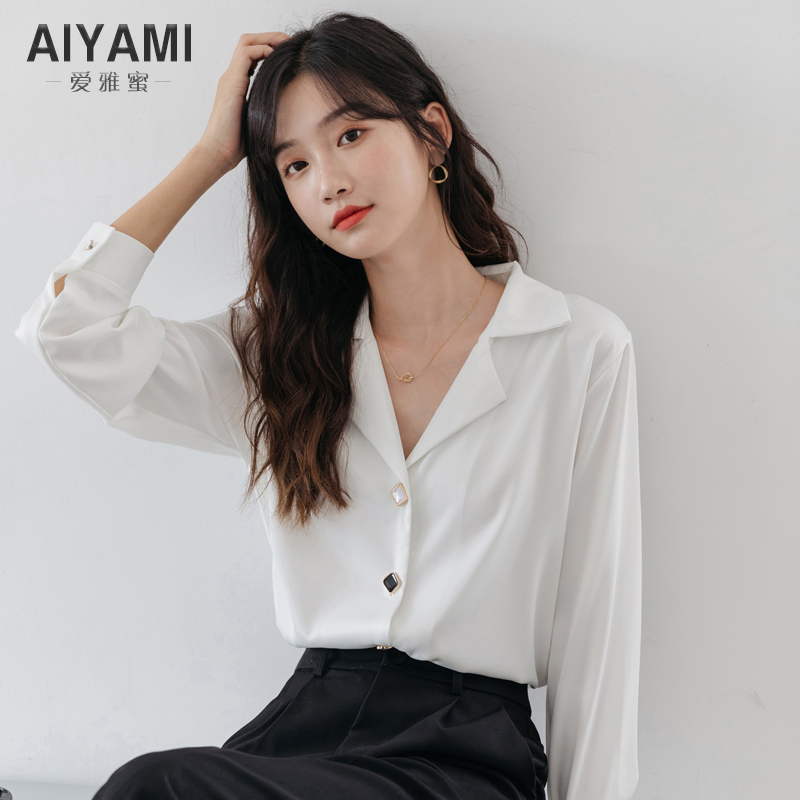 职业白色衬衫女士设计感小众新款长袖衬衣女秋季薄款雪纺上衣