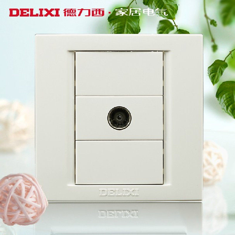 德力西开关插座cd810系列一进二出电视插座 电视一分二分支器插座