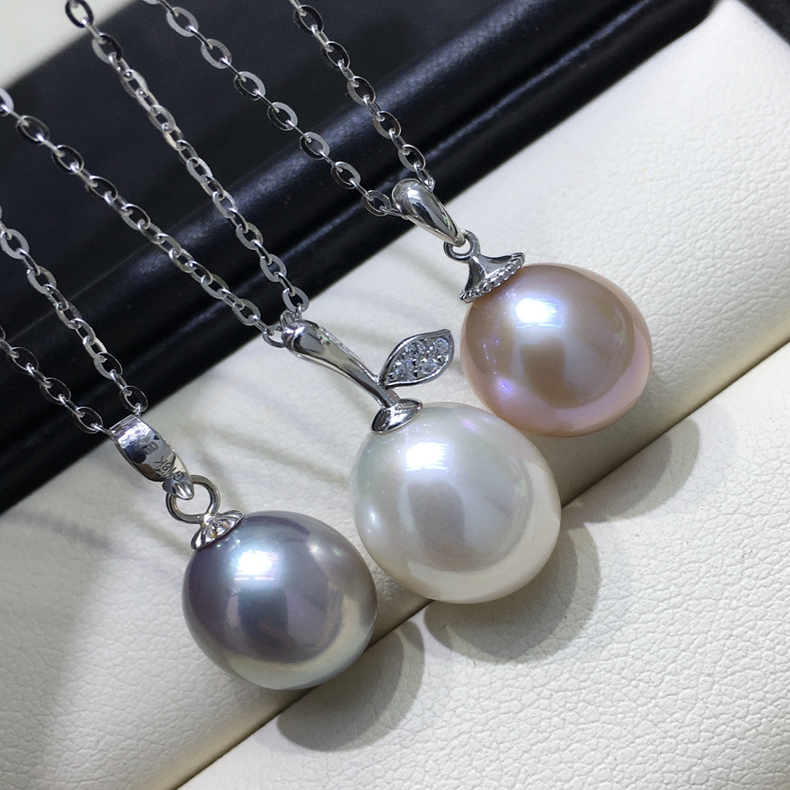 经典简约时尚气质百搭款吊坠 饱满胖米形强光淡水珍珠