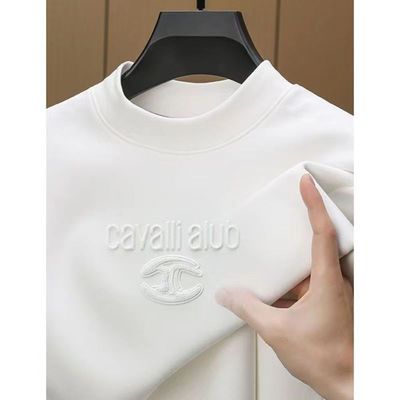 加绒短袖t恤男款双面绒德绒打底衫内搭中领保暖内衣男上衣单件T恤