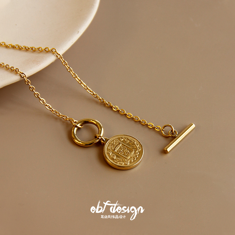 耳边风双面罗马人脸法式项链毛衣