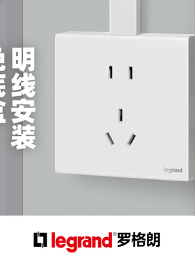 legrand/罗格朗开关插座明智PLUS系列家用白色明装五孔插座面板