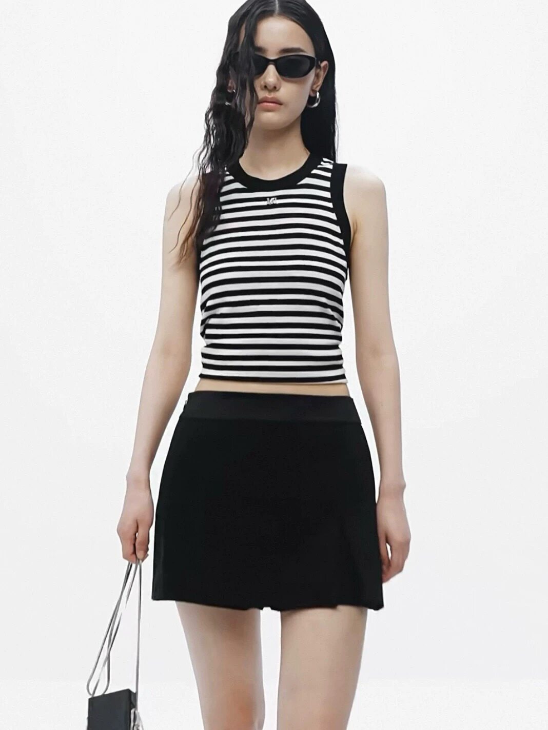 专柜正品黑色高腰直筒侧拉链小开叉裙裤街头辣妹风短裤MBD2SOTK03