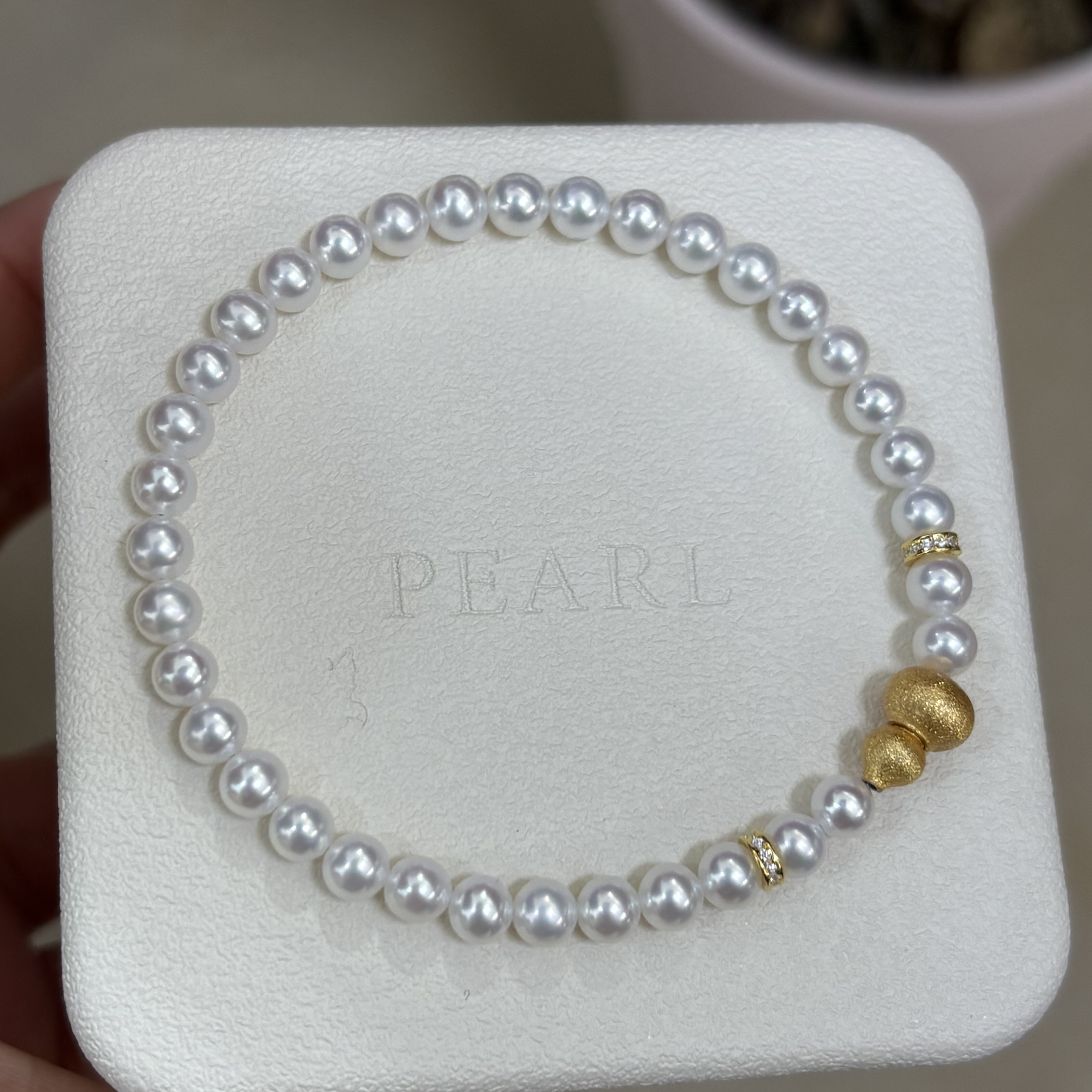 海小姐珍珠 高品质天然淡水手链 纯银磨砂葫芦简约百搭气质款手串