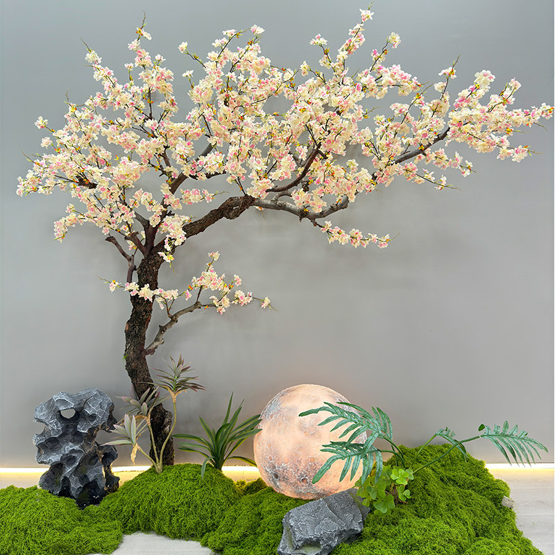仿真杏花树桃花树酒店商场橱窗室内景观造景楼梯下假植物装饰大型