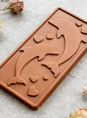 爱心海豚巧克力硅胶模具 DIY海洋动物长方巧克力模具法式甜品4589