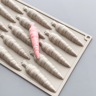 15连萝卜水果硅胶模具 3D水果蔬菜蛋糕模具 西点摆盘装饰烘焙工具