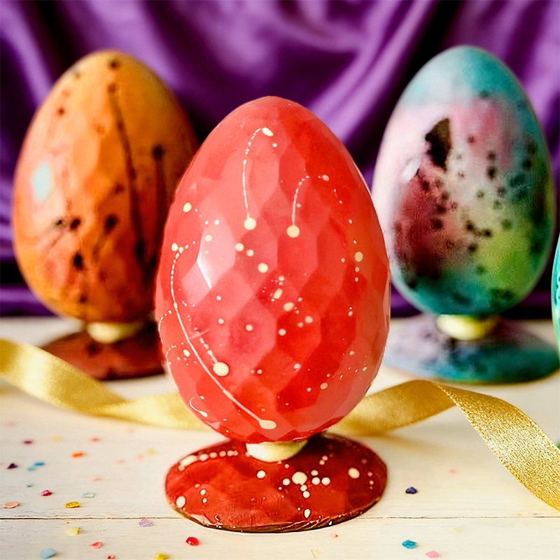 砖石菱面复活蛋巧克力模具 DIY复活节彩蛋模具 椭圆PC巧克力模具