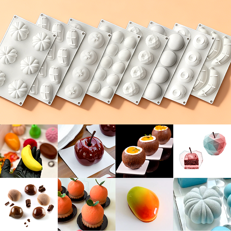 水果家族硅胶蛋糕模具 草莓覆盆子芒果香蕉樱桃柠檬 法式烘焙模具