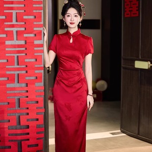 新中式 出阁宴 红色旗袍女敬酒服新娘显瘦改良订婚礼服回门结婚便装