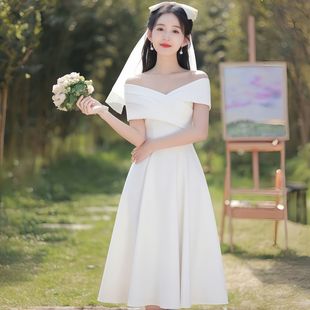 法式晚礼服轻奢小众女新款高端气质宴会主持人敬酒服新娘回门宴裙