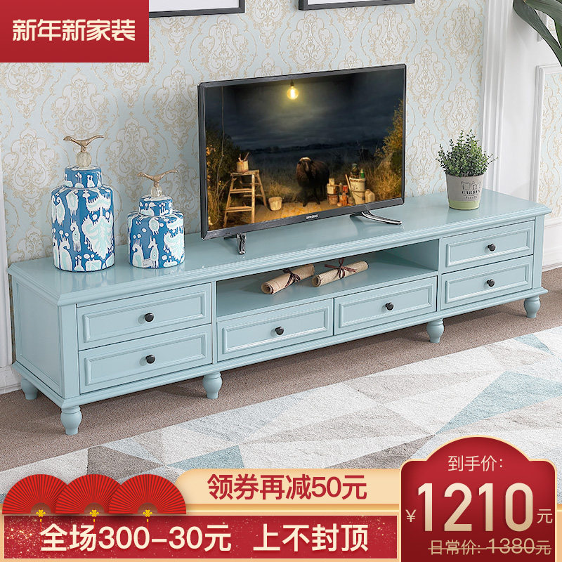 【新品】美式蓝色电视柜茶几组合客厅地柜茶桌1.8/2米电视柜套装|ruв категории жилой мебели, кабинет, телевизионный шкаф - от Buy2taobao.com для оказания профессиональной услуги покупки агента Taobao