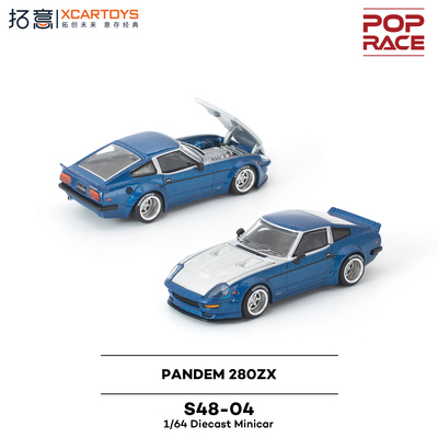 拓意 POPRACE  1/64 S48-04 PANDEM 280ZX 蓝色银色拼色 合金车模