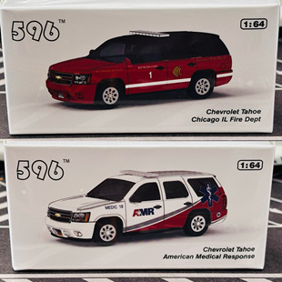 596 1:64 雪佛兰塔河TAHOE太浩美国警车SUV合金车模摆件收藏玩具