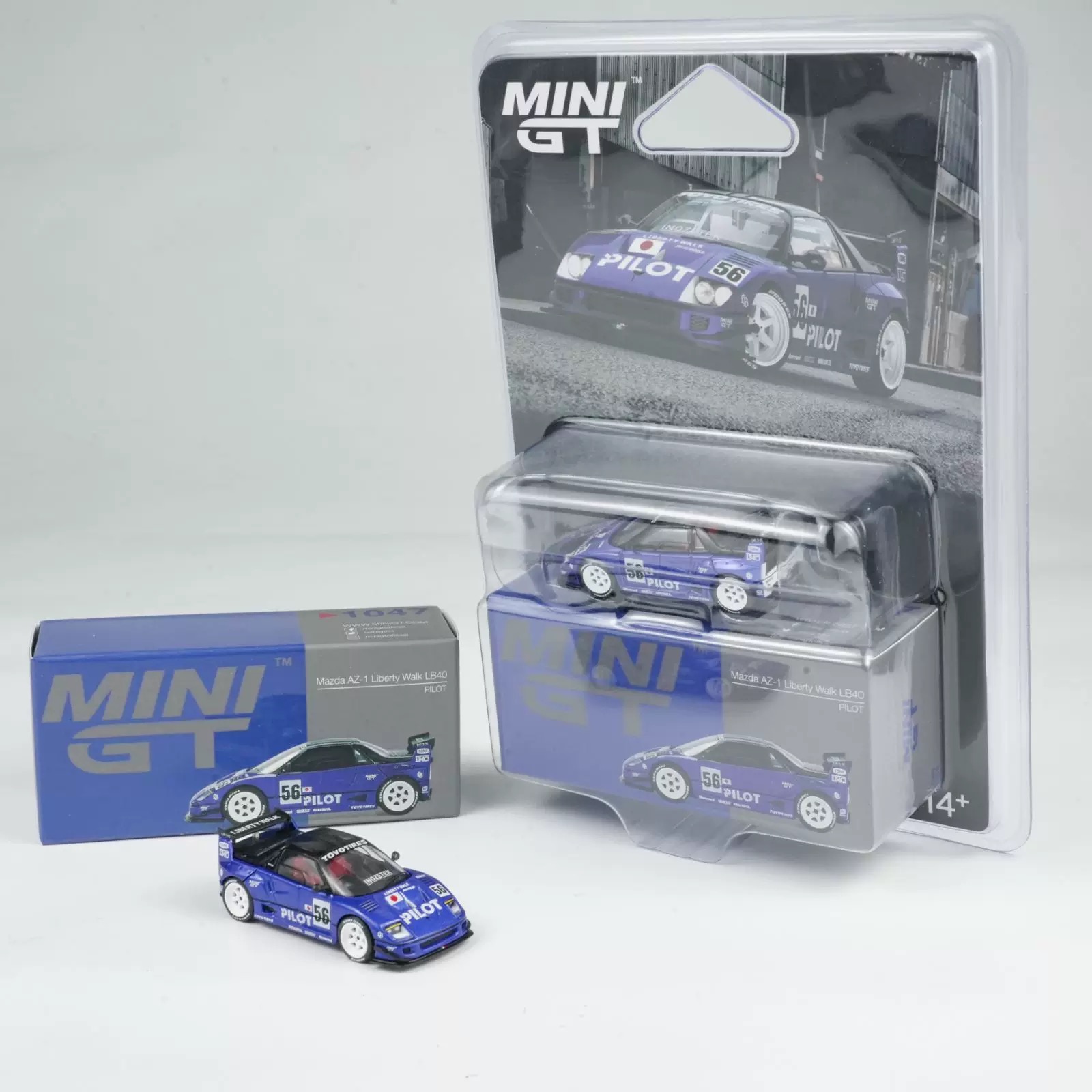 MINIGT 1:64 #1047 马自达 Mazda AZ-1 LB40 蓝色 合金汽车模型