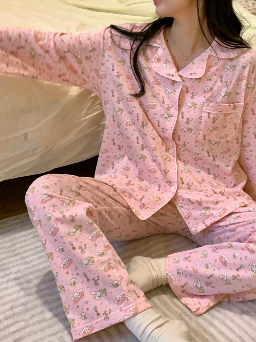 卡通粉色玉桂狗睡衣女春秋季新款长袖纯棉学生休闲甜美家居服套装,女士内衣/男士内衣/家居服,睡衣/家居服套装,淘宝优惠券,粉丝福利购,淘宝优惠卷