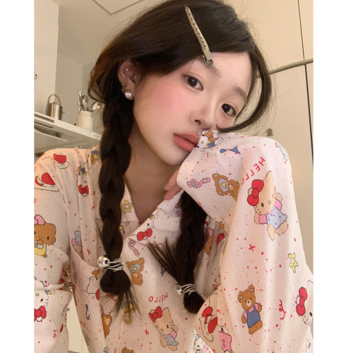 可爱猫咪带胸垫睡衣女2026年秋季