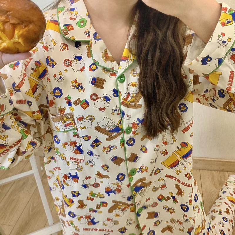 卡通凯蒂猫睡衣女春秋季纯棉长袖2025新款学生高级感家居服套装冬,女士内衣/男士内衣/家居服,睡衣/家居服套装,淘宝优惠券,粉丝福利购,淘宝优惠卷