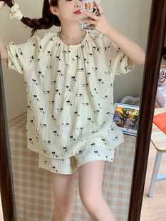 学生甜美休闲夏天家居服套装 ins风睡衣女夏季 夏款 2025年新款 短袖