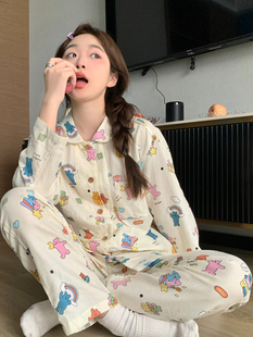 学生甜美棉质宽松家居服两件套 2025新款 少女甜美长袖 睡衣女春秋季