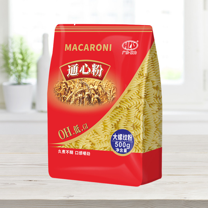 康力螺纹粉通心粉商用意粉500g袋装整箱小螺旋粉速食低脂意大利面