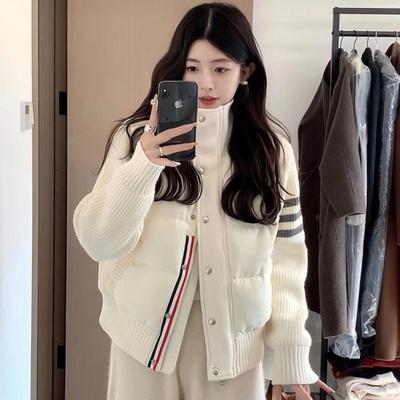 TB拼接针织袖短款羽绒棉服