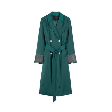 idole奕多春秋季新款高级感气质西装领长款风衣女系腰带上衣外套