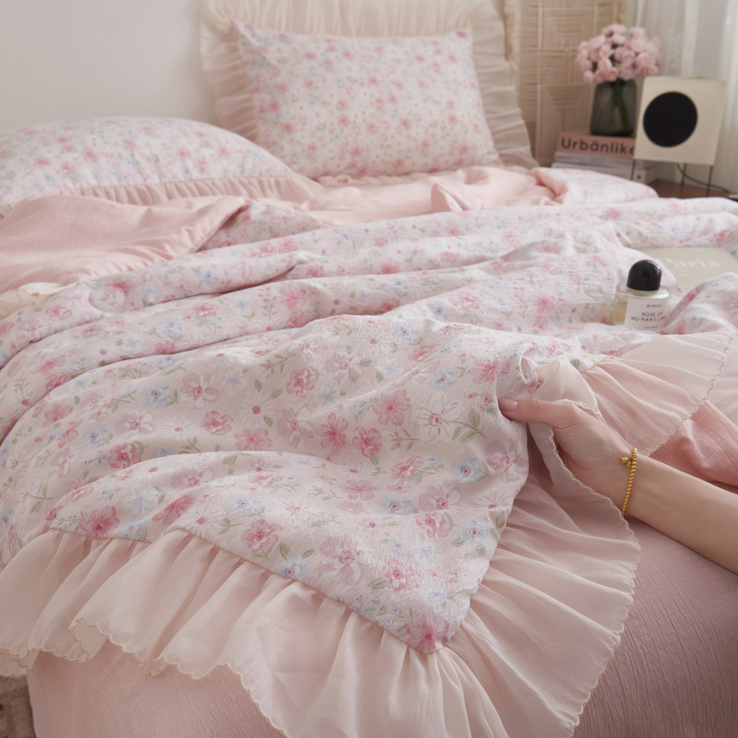 夏季可水洗皱纱纯棉夏凉被夏被四件套单人被子空调被薄被芯ins风