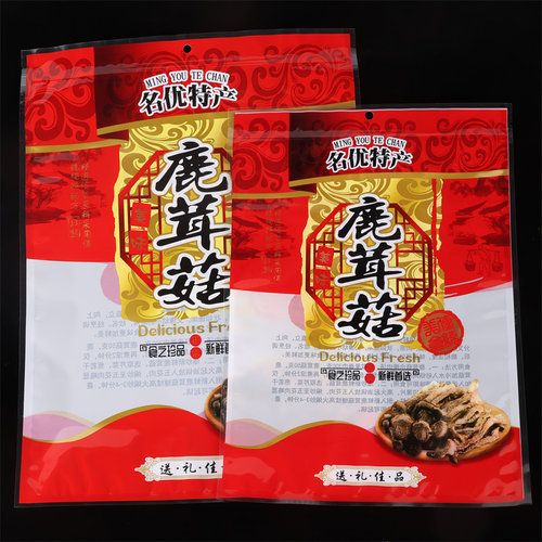 新款鹿茸菇包装袋250克500克干货鹿茸菌自封拉链袋礼品袋塑料袋子