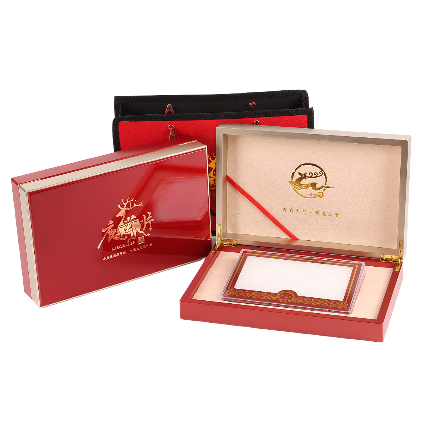 新款烤漆鹿茸片包装盒木盒梅花鹿茸片切片礼品盒茸片礼盒蜡片空盒