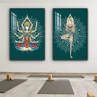 普拉提挂画瑜伽馆墙面装饰画健身房工作室墙形体塑身宣传海报壁画
