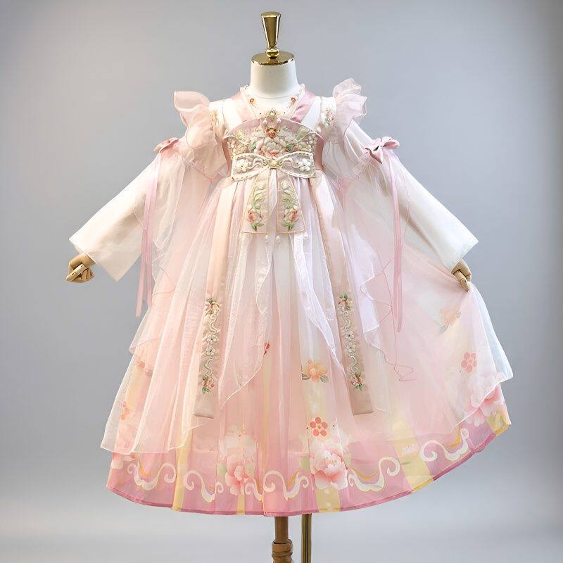 中秋儿童汉服女童新款中国风唐装公主连衣裙日常大童襦裙古风服装
