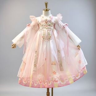 中秋儿童汉服女童新款中国风唐装公主连衣裙日常大童襦裙古风服装