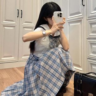 口袋商店【小水】TR 前箱褶jk制服格裙+同格平角领结