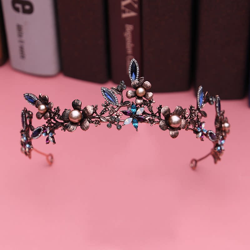 欧美巴洛克复古风皇冠新娘皇冠头饰影楼拍摄演出公主古铜色王冠